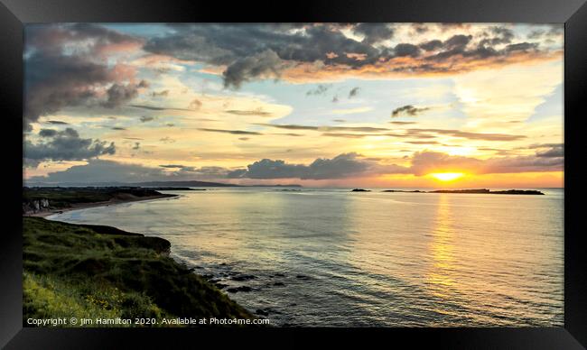 Coastaal Sunset Framed Print by jim Hamilton