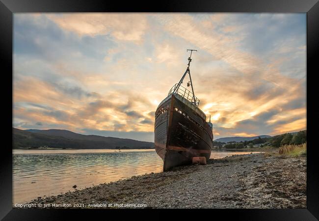 Old Boat of Caol Framed Print by jim Hamilton