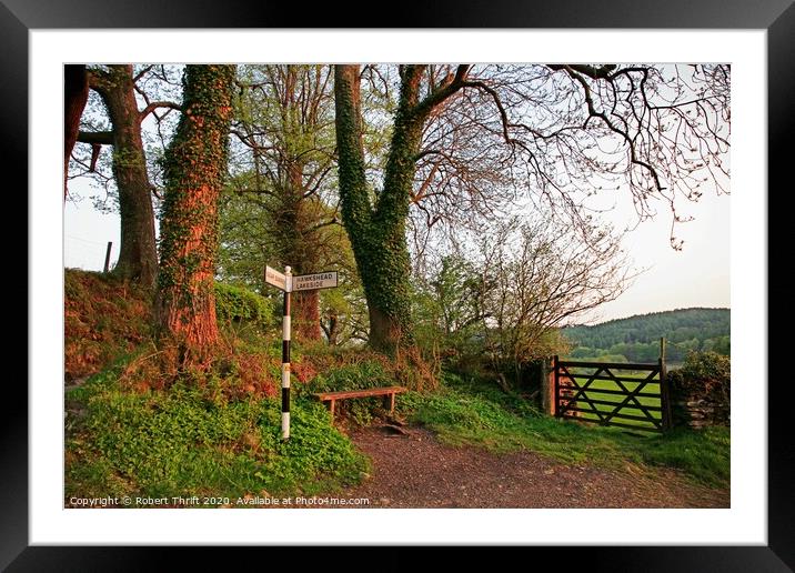Signpost at Near Sawrey, Cumbria Framed Mounted Print by Robert Thrift