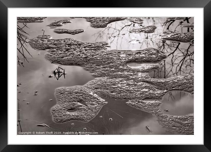 Ice on Moss Eccles Tarn Framed Mounted Print by Robert Thrift