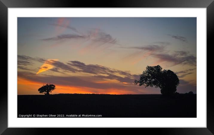 Flaming skies Framed Mounted Print by Stephen Oliver