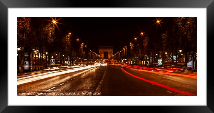 Champs Elyéese at night. Framed Mounted Print by Michael Kemp