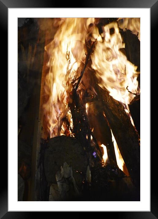 Closeup of Fire at time of festival Framed Mounted Print by Ravindra Kumar