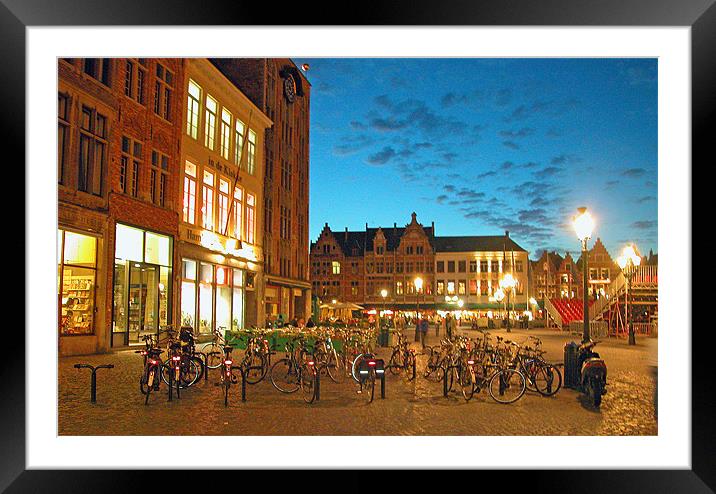 Bicycles in Brugge Framed Mounted Print by a aujan