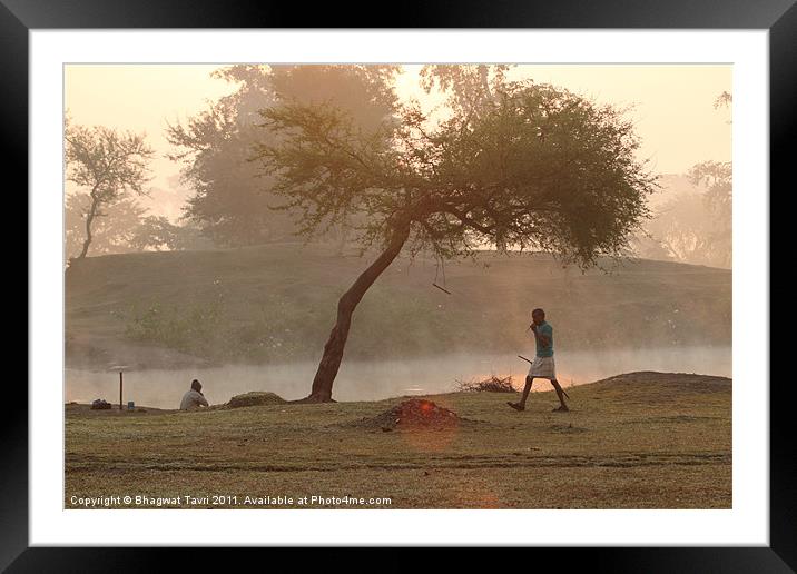 Morning Walker Framed Mounted Print by Bhagwat Tavri