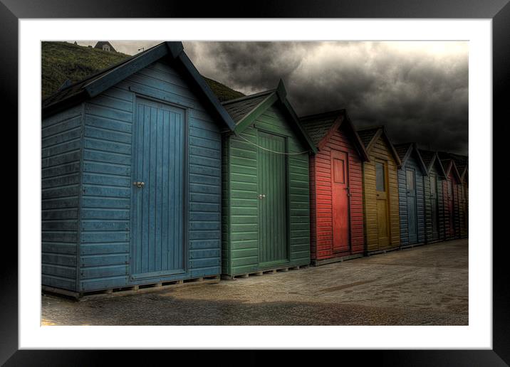 beach huts Framed Mounted Print by Simon Case