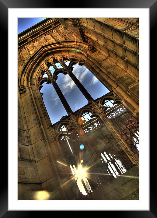 Sunlight at the bombed out church Framed Mounted Print by Simon Case