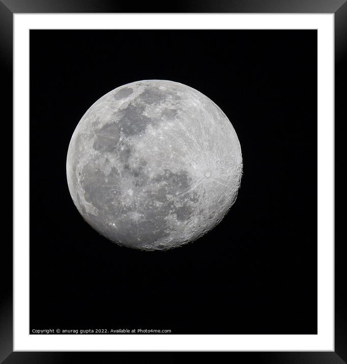Waxing Gibbous (almost full)  Framed Mounted Print by anurag gupta