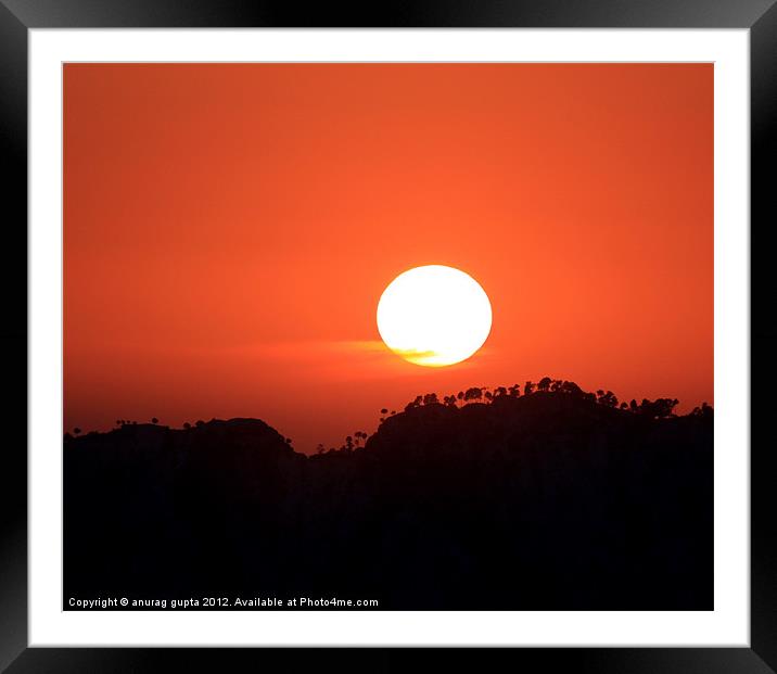 sunset series- mountain sunset Framed Mounted Print by anurag gupta