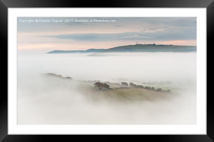 Cloud Inversion on the South Downs, Steyning Bowl Framed Mounted Print by Chester Tugwell