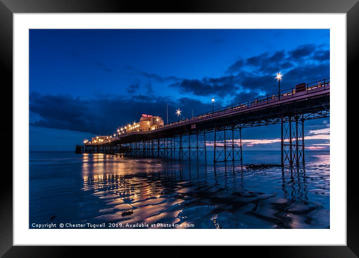 Worthing Pier at Dusk Framed Mounted Print by Chester Tugwell