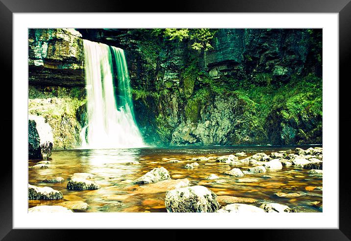 Ingleton Waterfall Framed Mounted Print by sam short