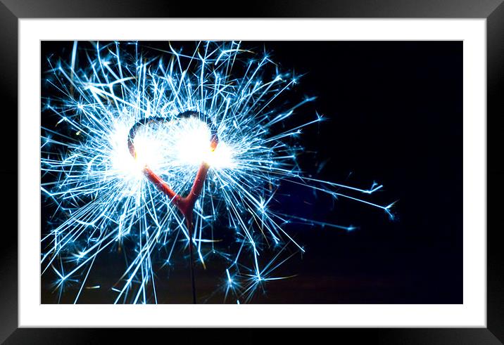 Heart Sparkler Framed Mounted Print by sam short
