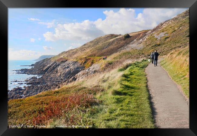 Langland Bay coastal walk to Caswell Bay Gower  Framed Print by Peter Thomas