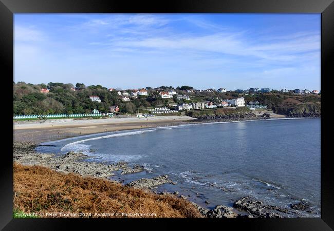 Langland Bay Gower Coast Framed Print by Peter Thomas