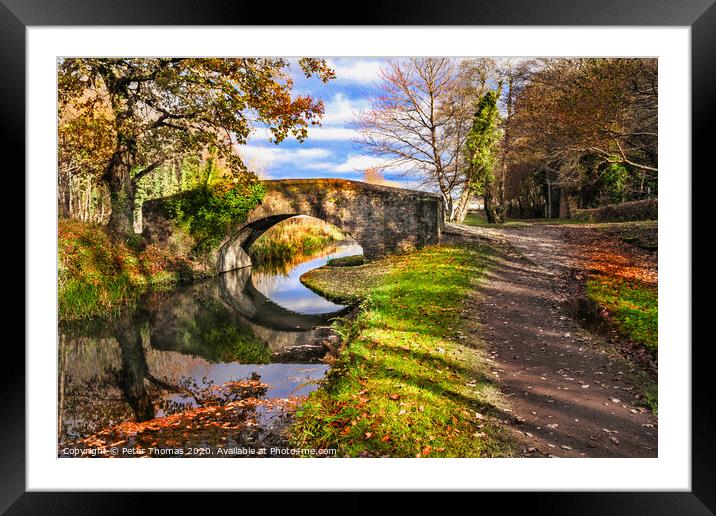 Neath canal and bridge in autumn Framed Mounted Print by Peter Thomas