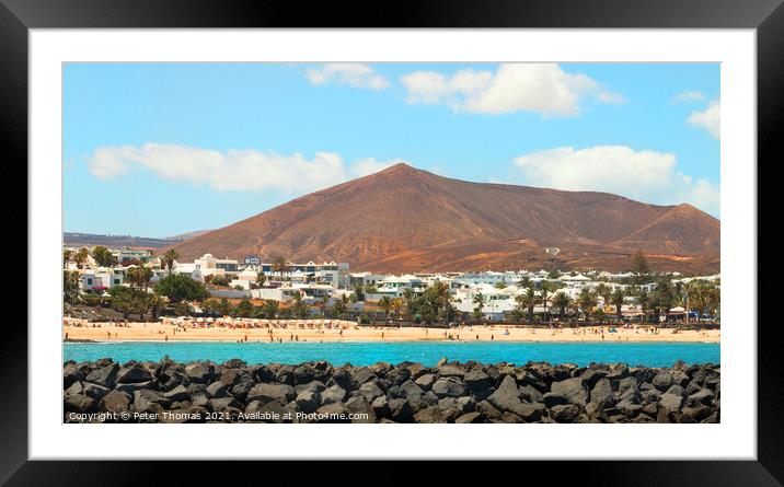 Costa Teguise beach Lanzarote Framed Mounted Print by Peter Thomas