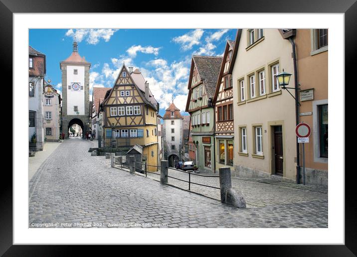 Charming Medieval Village Framed Mounted Print by Peter Thomas