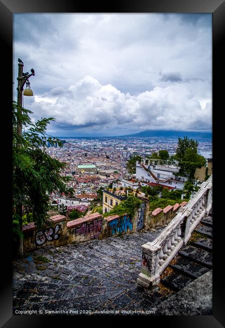 Stairway into the city Framed Print by Samantha Peel