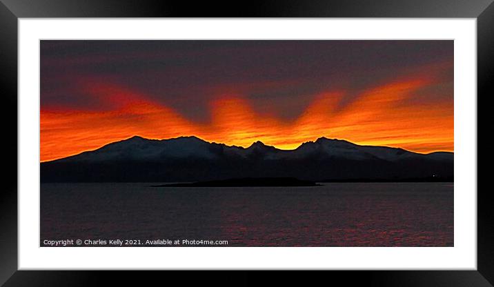 Arran on Fire Framed Mounted Print by Charles Kelly