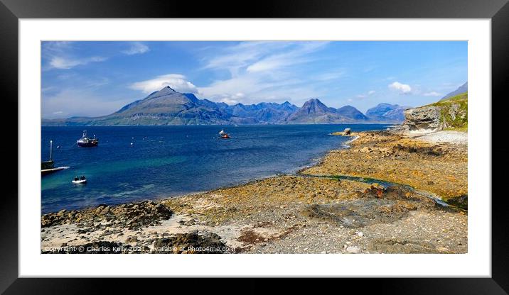 From Elgol Beach to the Black Cuillins Framed Mounted Print by Charles Kelly