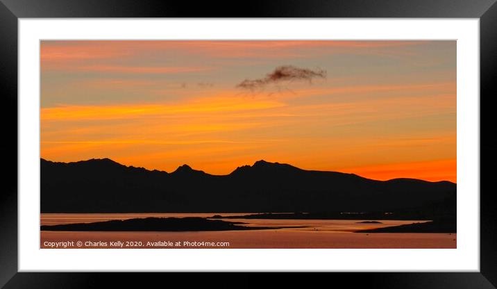 Sunset Over the Peaks of Arran Framed Mounted Print by Charles Kelly