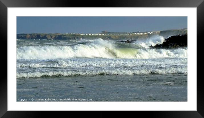 Crashing Surf at Coldingham Beach Framed Mounted Print by Charles Kelly