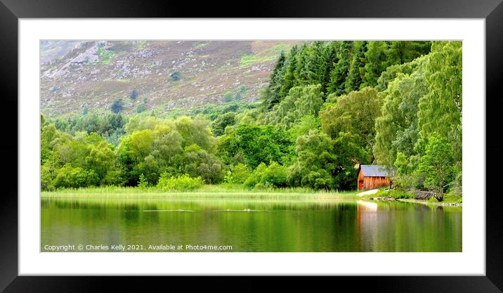 Boat House Reflections on Loch Alvie Framed Mounted Print by Charles Kelly