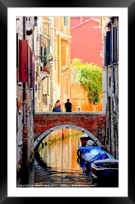 Stop and Enjoy the Romance of Venice Framed Mounted Print by Charles Kelly