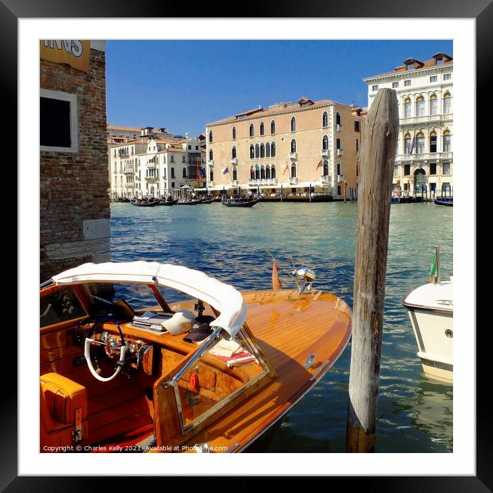 Beautiful Motor Launch at the Grand Canal, Venice Framed Mounted Print by Charles Kelly
