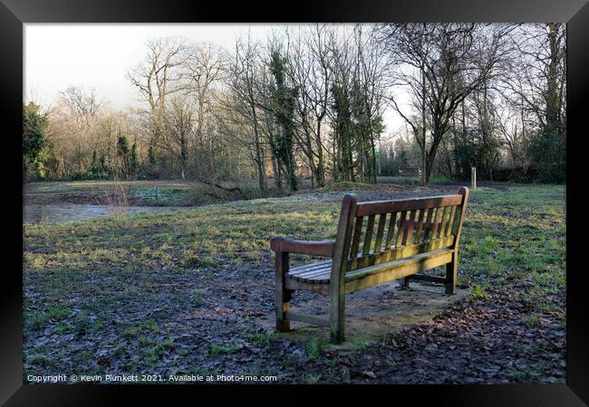 A Cold Winter Day. Forgotten Bench. Framed Print by Kevin Plunkett