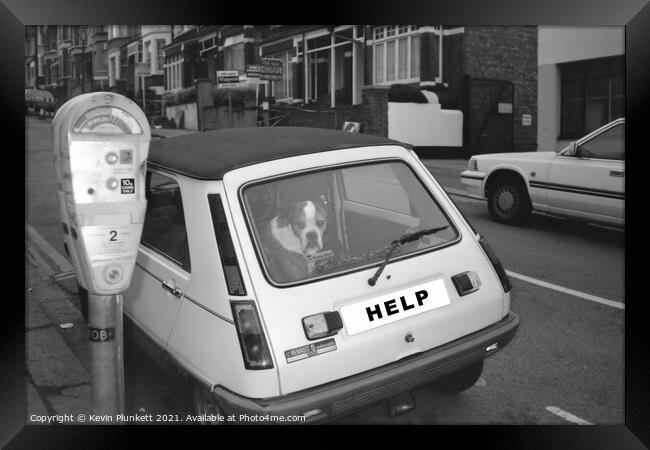 Worried car passenger looking at the parking meter Framed Print by Kevin Plunkett
