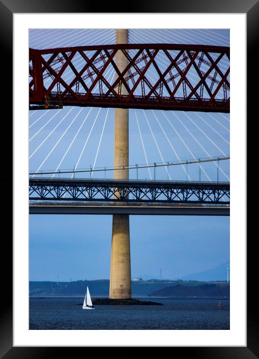 Three Bridge and Boat Framed Mounted Print by Danilo Cattani