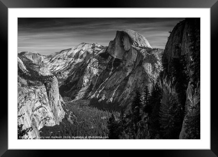 Yosemite Valley and Half Dome, black and white. Framed Mounted Print by harry van Gorkum