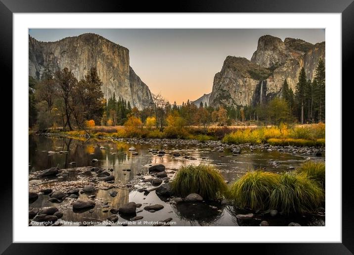 Yosemite Valley at dawn from Valley View Framed Mounted Print by harry van Gorkum
