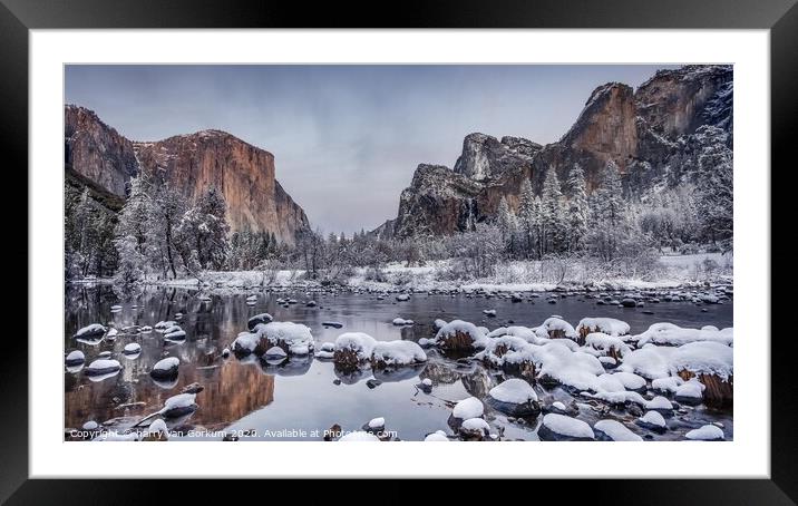 Yosemite in the snow from Valley View Framed Mounted Print by harry van Gorkum