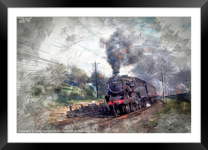 Steam Loco, 42687 Rounding a Curve on the LTS Framed Mounted Print by Gary Sanford