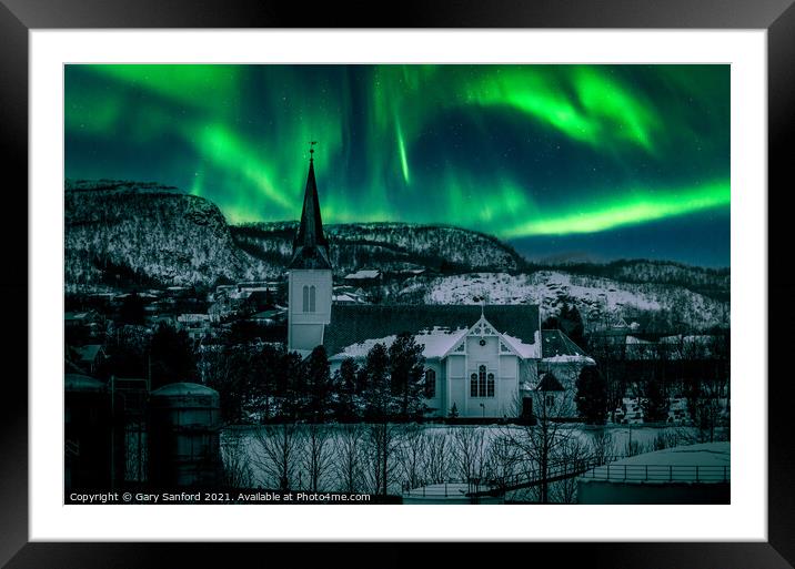 Aurora over Sortland Norway Framed Mounted Print by Gary Sanford