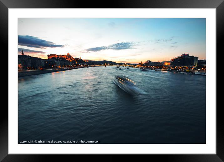 Budapest Danube sunset Framed Mounted Print by Efraim Gal