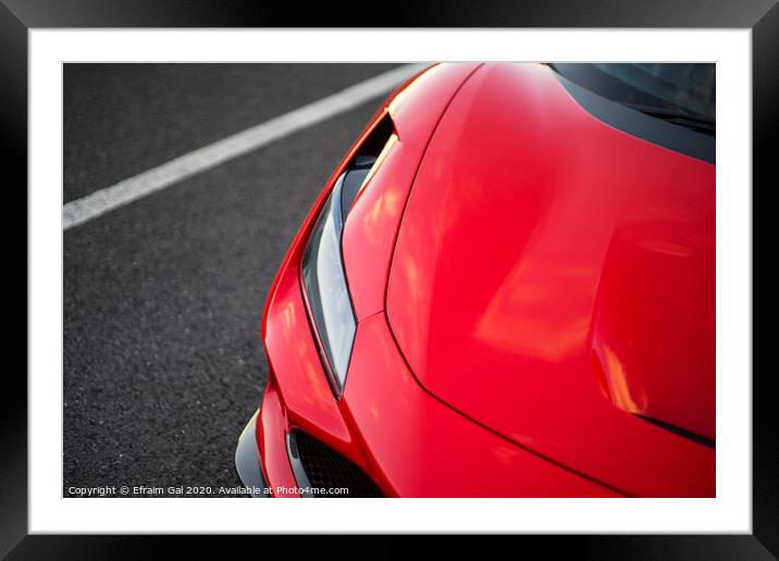 Detail Red Ferrari Framed Mounted Print by Efraim Gal