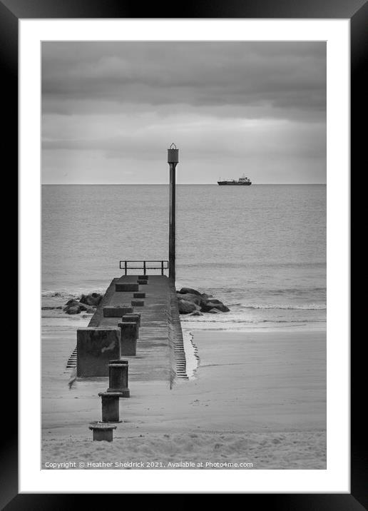 Mablethorpe breakwater and ship Framed Mounted Print by Heather Sheldrick