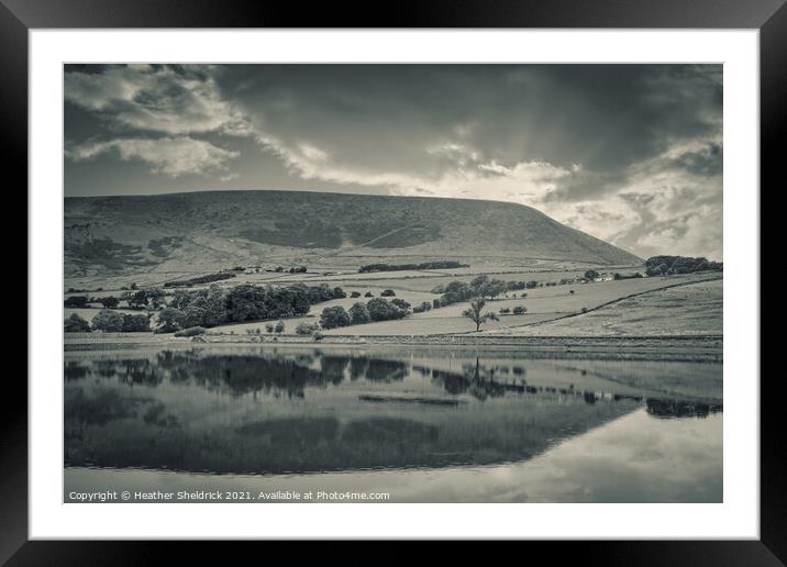 Pendle Hill and Black Moss Reservoir Framed Mounted Print by Heather Sheldrick