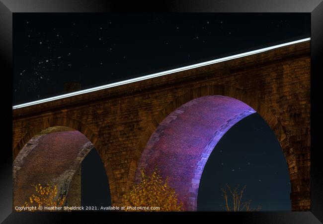 Night Train Over Burnley Viaduct Framed Print by Heather Sheldrick