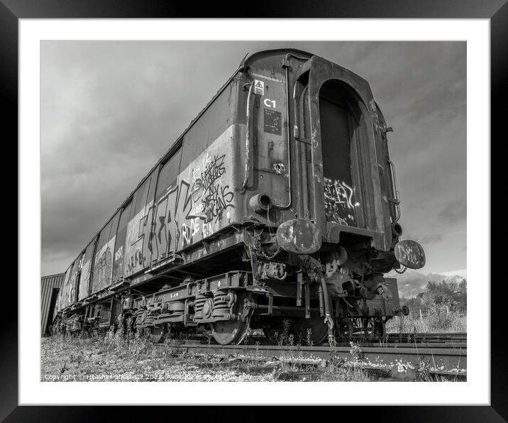 Rusting Abandoned Railway Carriage with Graffiti Framed Mounted Print by Heather Sheldrick