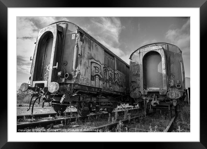 Rusty Railway Carriages with Graffiti Framed Mounted Print by Heather Sheldrick