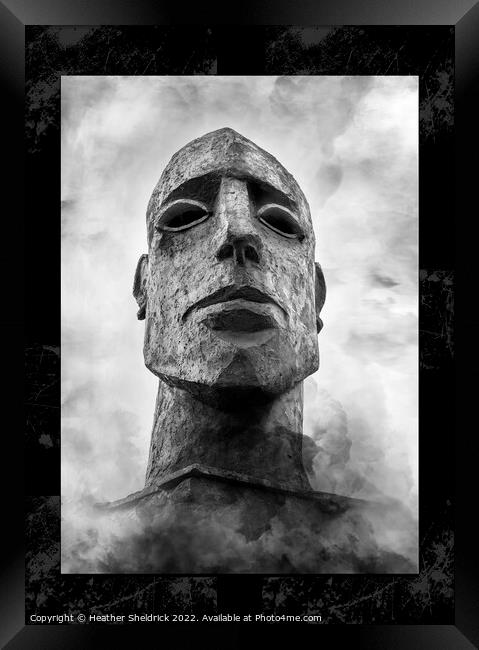 Dramatic Sculpture Head Rising from Smoke Framed Print by Heather Sheldrick