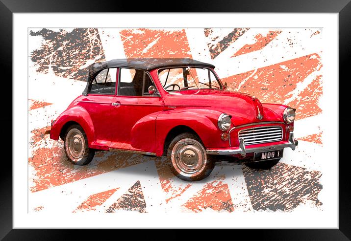 Classic Red British Morris Minor Car Framed Mounted Print by Heather Sheldrick