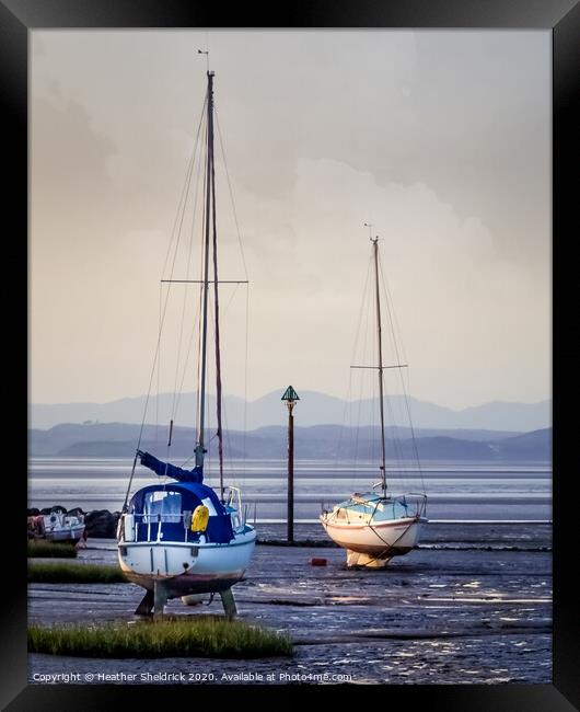 Morecambe Bay Boats at Blue Hour Framed Print by Heather Sheldrick