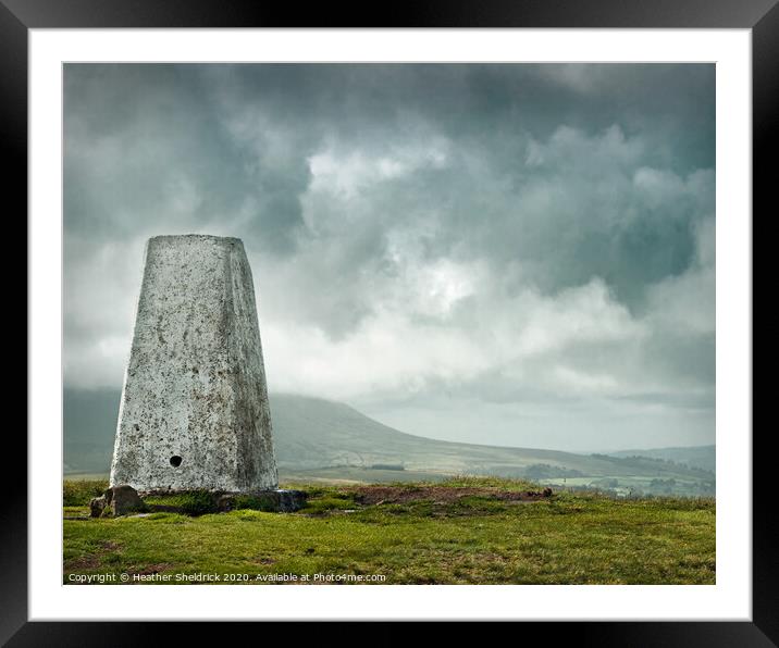 Weets Trig and Pendle Hill, Lancashire Framed Mounted Print by Heather Sheldrick