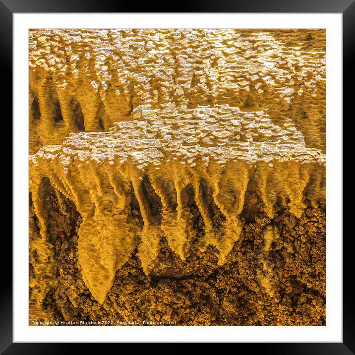 Limestone mineral deposits in Ingleborough Cave Framed Mounted Print by Heather Sheldrick